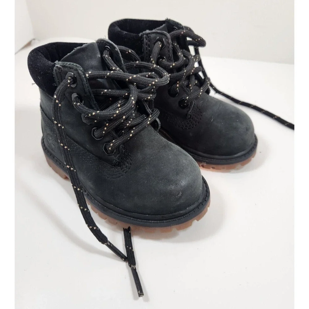 Timberland Boots Youth 5 Black Premium Waterproof Primaloft 200g Lace Up Leather